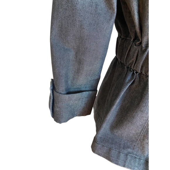 Women’s Larry Levine Size Medium Jacket Denim Cropped 3/4 Sleeves Blazer - Picture 6 of 11